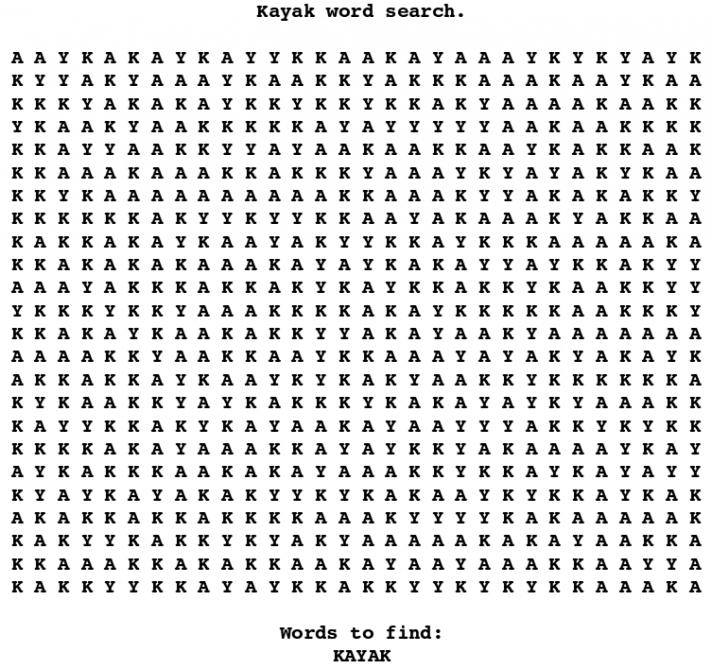 kayak word search